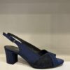 SCARPA DONNA ELEGANTE, CUSCINETTO COMFORT PEDULLA' PELLE ARGENTO E RASO BLU art. 3046 t.50