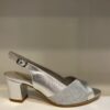SCARPA DONNA ELEGANTE, CUSCINETTO COMFORT PEDULLA' PELLE ARGENTO E RASO BLU art. 3046 t.50